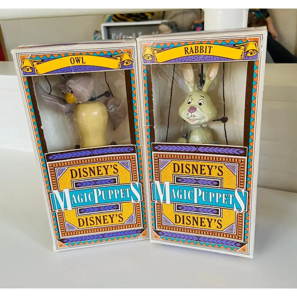 VINTAGE Disney Winnie the Pooh & Friends Marionette Wooden Magic Puppets Theater